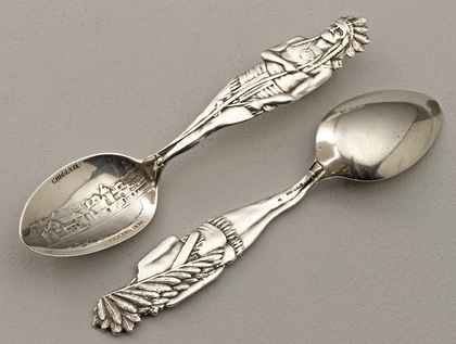 Full Figural Indian Sterling Silver Souvenir Spoons (Pair) - Mudlavia, Kramer